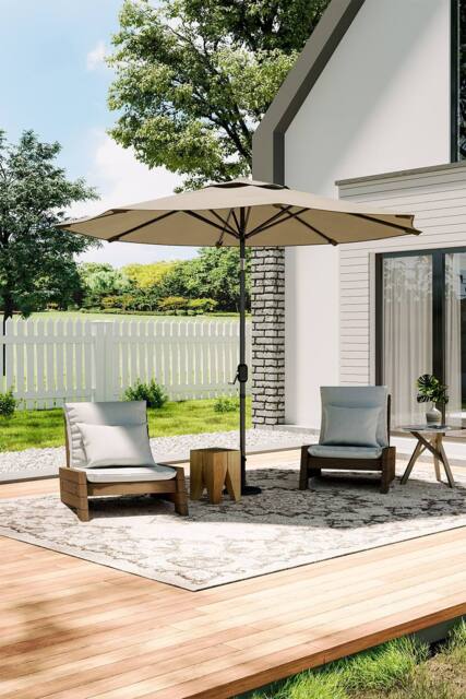 Living and Home 3m Traditional Garden Parasol（Base is not included） in Khaki