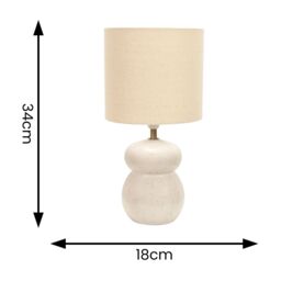 ValueLights Kendal Natural Linen Drum Shade Glaze Ceramic Table Lamp with LED Bulb in Off-White - thumbnail 8