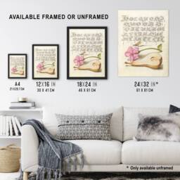 "Artery8 Mayfly Red Campion & Pear Calligraphy Wall Art Poster Print in Beige - Size: W12"" x H16""" - thumbnail 3