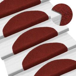 Berkfield Home Decorative 15 pcs Self-adhesive Stair Mats Needle Punch 65x21x4 cm Red - Size: Medium - thumbnail 6