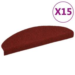 Berkfield Home Decorative 15 pcs Self-adhesive Stair Mats Needle Punch 65x21x4 cm Red - Size: Medium - thumbnail 3