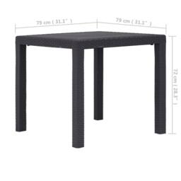 Berkfield Home Garden Table Brown 79x79x72 cm Plastic Rattan Look - Size: 79 x 79 x 72 cm - thumbnail 5