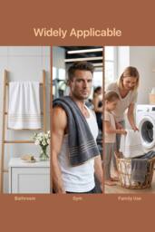 Living and Home 3-Pack Soft Bath Towels with Gold Lines - thumbnail 5