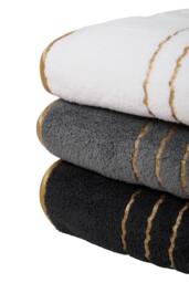 Living and Home 3-Pack Soft Bath Towels with Gold Lines - thumbnail 6