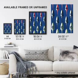 "Artery8 Vintage Japanese Arrowheads Pattern Vintage Wall Art Print Korin in Blue - Size: W12"" x H16""" - thumbnail 3
