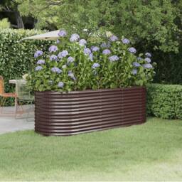 Berkfield Home Garden Raised Bed Powder-coated Steel 224x80x68 cm Brown - Size: 224 x 80 x 68 cm - thumbnail 2