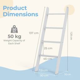 Costway 4-Tier Blanket Ladder Wall Leaning Quilt Holder Wooden Towel Rack in Grey - thumbnail 2