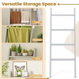 Costway 4-Tier Blanket Ladder Wall Leaning Quilt Holder Wooden Towel Rack in Grey - thumbnail 8