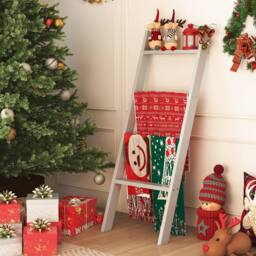 Costway 4-Tier Blanket Ladder Wall Leaning Quilt Holder Wooden Towel Rack in Grey - thumbnail 6