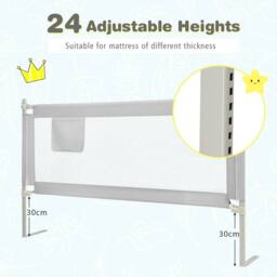 Costway 175 cm Toddler Bedrail Infant Safety Bed Guardrail in Grey - thumbnail 7