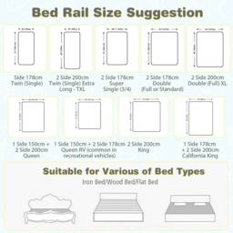 Costway 175 cm Toddler Bedrail Infant Safety Bed Guardrail in Grey - thumbnail 8