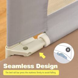 Costway 175 cm Toddler Bedrail Infant Safety Bed Guardrail in Grey - thumbnail 9
