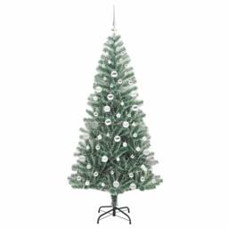 Berkfield Home Artificial Christmas Tree Snow Flocked with LED Light 180 cm in Green - thumbnail 4