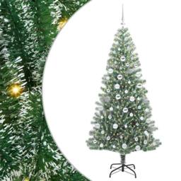 Berkfield Home Artificial Christmas Tree Snow Flocked with LED Light 180 cm in Green - thumbnail 2