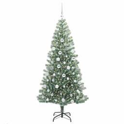 Berkfield Home Artificial Christmas Tree Snow Flocked with LED Light 180 cm in Green - thumbnail 3
