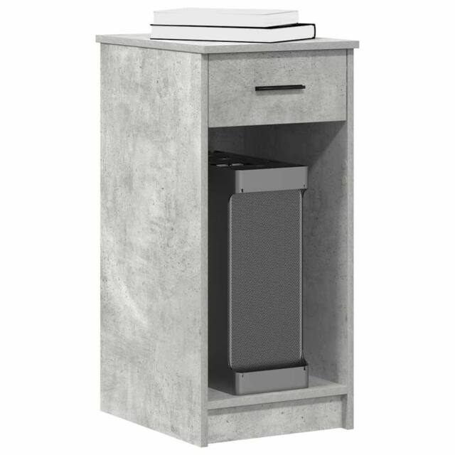Berkfield Home Computer Tower Stand with Drawer Concrete Grey 35x45x77 cm - Size: 35 x 45 x 77 cm - image 1