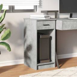 Berkfield Home Computer Tower Stand with Drawer Concrete Grey 35x45x77 cm - Size: 35 x 45 x 77 cm - thumbnail 3