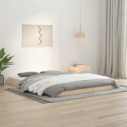 Berkfield Home Bed Frame without Mattress 150x200 cm King Size King Size Solid Wood Pine in Brown - thumbnail 1
