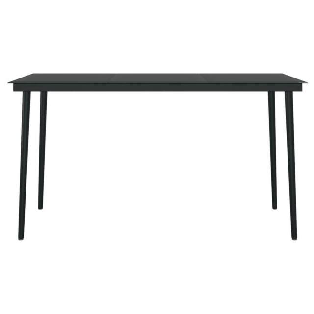 Berkfield Home Classic Garden Dining Table Black 140x70x74 cm Steel & Glass - Size: 140 x 70 x 74 cm - image 1