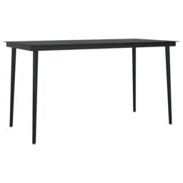 Berkfield Home Classic Garden Dining Table Black 140x70x74 cm Steel & Glass - Size: 140 x 70 x 74 cm - thumbnail 3