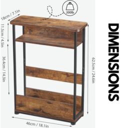 Rafaelo Mobilia Industrial Rustic 3 Tier Side Table With Magazine Rack in Dark Brown - thumbnail 6