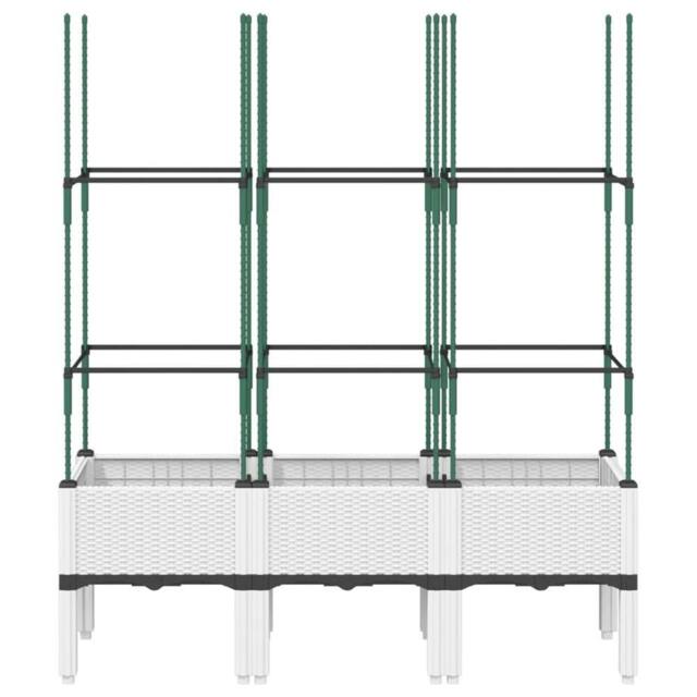 Berkfield Home Garden Planter with Trellis White 120x40x142.5 cm PP - image 1