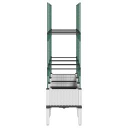 Berkfield Home Garden Planter with Trellis White 120x40x142.5 cm PP - thumbnail 4