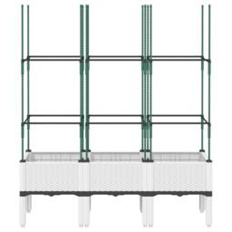Berkfield Home Garden Planter with Trellis White 120x40x142.5 cm PP - thumbnail 1