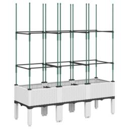 Berkfield Home Garden Planter with Trellis White 120x40x142.5 cm PP - thumbnail 5