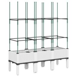 Berkfield Home Garden Planter with Trellis White 120x40x142.5 cm PP - thumbnail 3