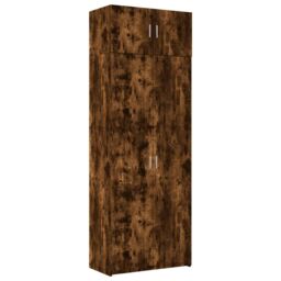 Berkfield Home Storage Cabinet Smoked Oak 80x42.5x225 cm Engineered Wood in Brown - thumbnail 2