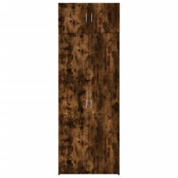 Berkfield Home Storage Cabinet Smoked Oak 80x42.5x225 cm Engineered Wood in Brown - thumbnail 4