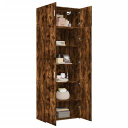 Berkfield Home Storage Cabinet Smoked Oak 80x42.5x225 cm Engineered Wood in Brown - thumbnail 3