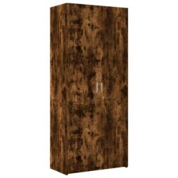Berkfield Home Storage Cabinet Smoked Oak 80x42.5x225 cm Engineered Wood in Brown - thumbnail 6
