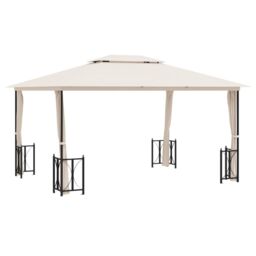 Berkfield Home Gazebo with Sidewalls&Double Roofs 3x4 m Cream in Beige - thumbnail 2