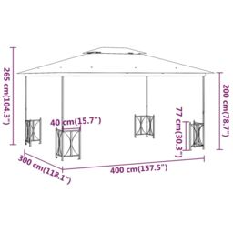 Berkfield Home Gazebo with Sidewalls&Double Roofs 3x4 m Cream in Beige - thumbnail 6