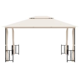Berkfield Home Gazebo with Sidewalls&Double Roofs 3x4 m Cream in Beige - thumbnail 3