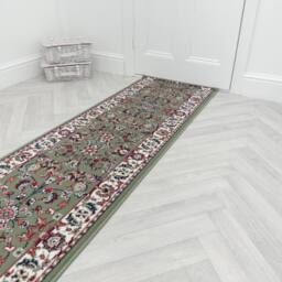runrug Hallway Carpet Runner Rug - Soft & Comfy, 9mm - 'Traditional' in Green - Size: 70 cm x 150 cm - thumbnail 4