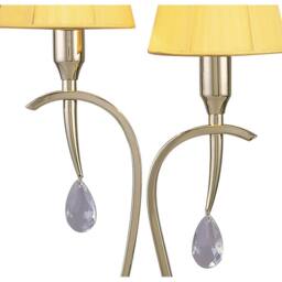 Netlighting Siena Table Lamp 2 Light E14 Brass Amber Cream Shades & Crystal in Yellow - thumbnail 4
