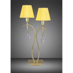 Netlighting Siena Table Lamp 2 Light E14 Brass Amber Cream Shades & Crystal in Yellow - thumbnail 2