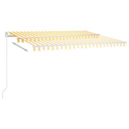 Berkfield Home Manual Retractable Awning 450x350 cm Yellow & White - thumbnail 3