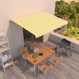 Berkfield Home Manual Retractable Awning 450x350 cm Yellow & White