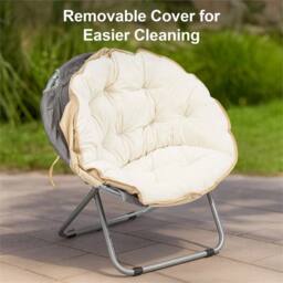 EONLION White Chair Folding Bedroom Chair Round - Size: 100 cm - thumbnail 4