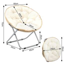 EONLION White Chair Folding Bedroom Chair Round - Size: 100 cm - thumbnail 2