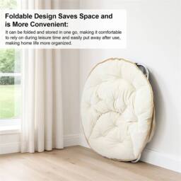 EONLION White Chair Folding Bedroom Chair Round - Size: 100 cm - thumbnail 3