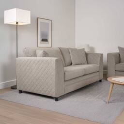 Furnishings For Less UK Quilted Chenille Fabric Sofa Set 3 & 2 Seater Scatter Back in Beige - thumbnail 9