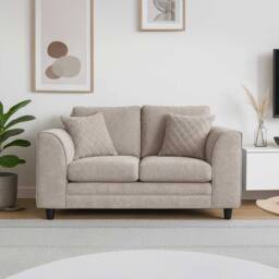 Furnishings For Less UK Quilted Chenille Fabric Sofa Set 3 & 2 Seater Scatter Back in Beige - thumbnail 4
