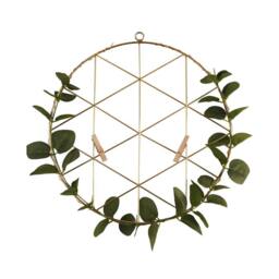 Lighting Collection Christmas Leaf Wall Light & Hanging Photo Display in Gold - thumbnail 3