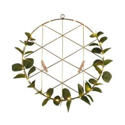 Lighting Collection Christmas Leaf Wall Light & Hanging Photo Display in Gold - thumbnail 2