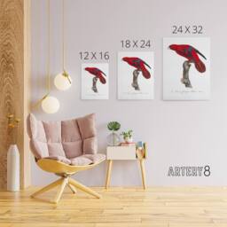 "Artery8 The Blue Fringed Red Lori Parrot Levaillant Canvas Wall Art Print in White - Size: W12"" x H16""" - thumbnail 4